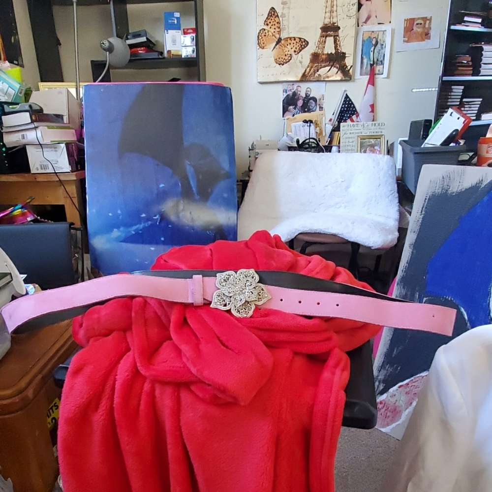 COPY - Pink  Suede top Gently used Belt plus size